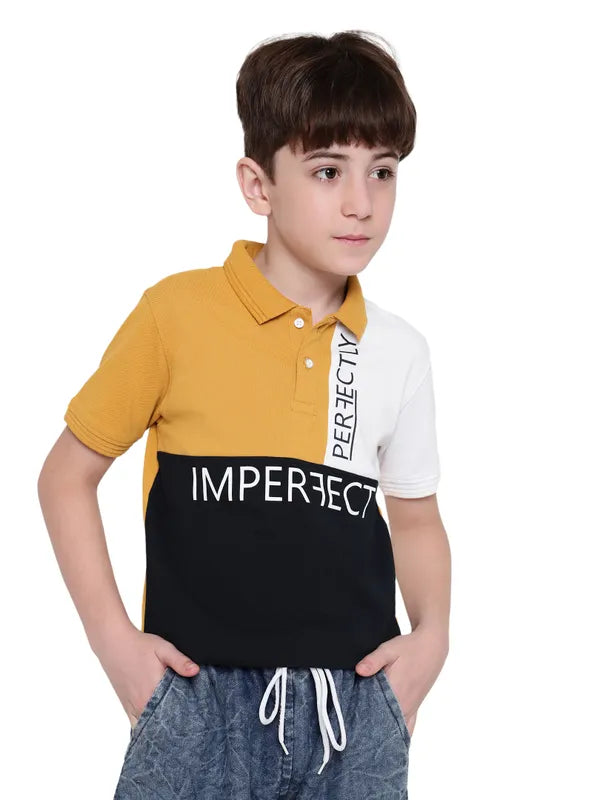 Octave Boys Colourblocked Polo Collar Cotton T-Shirt