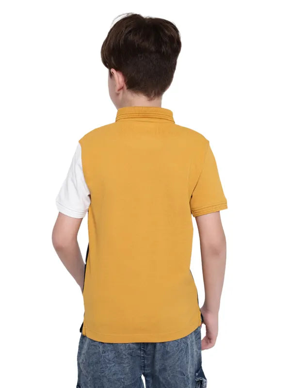 Octave Boys Colourblocked Polo Collar Cotton T-Shirt