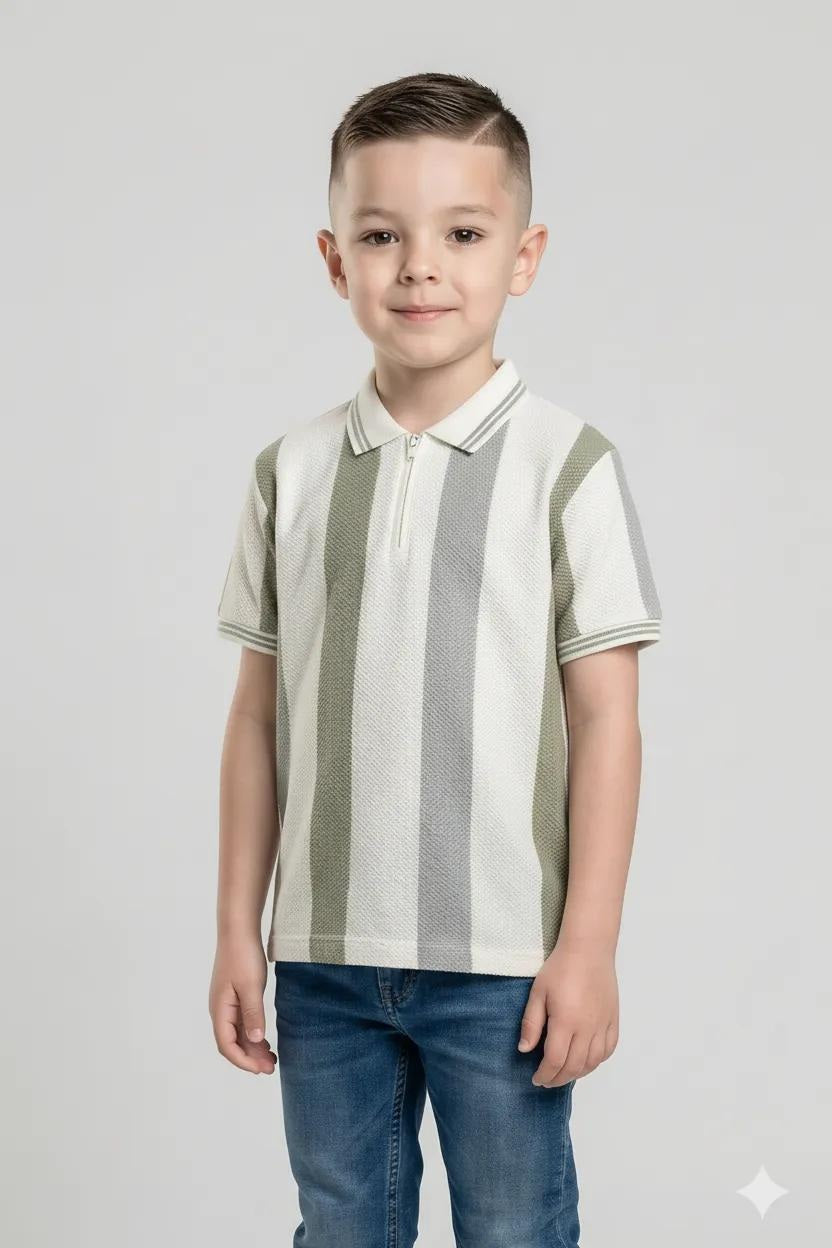 Octave Boy's Striped Polo Collar T-shirt