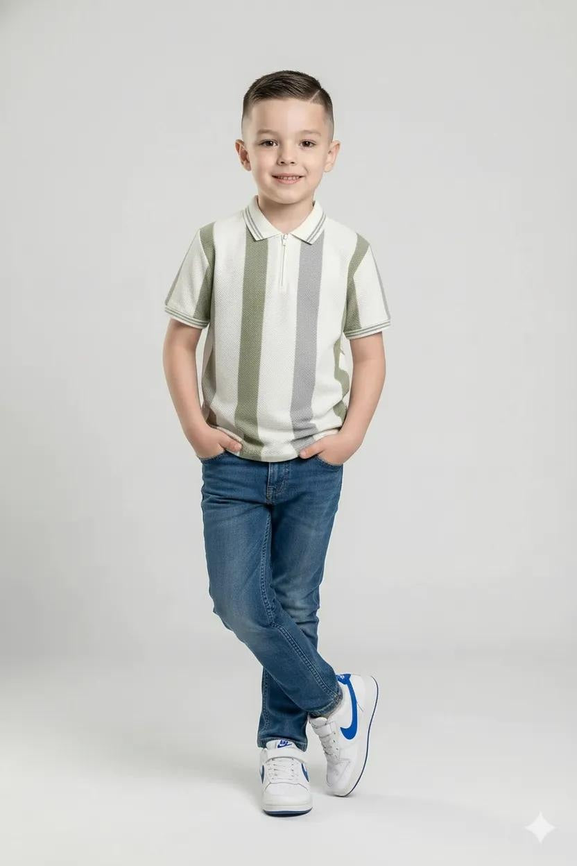 Octave Boy's Striped Polo Collar T-shirt