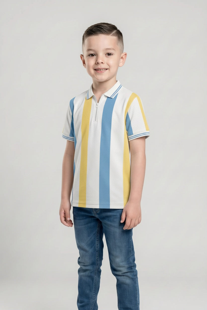 Boys Sky Colourblocked Polo Collar T-shirt