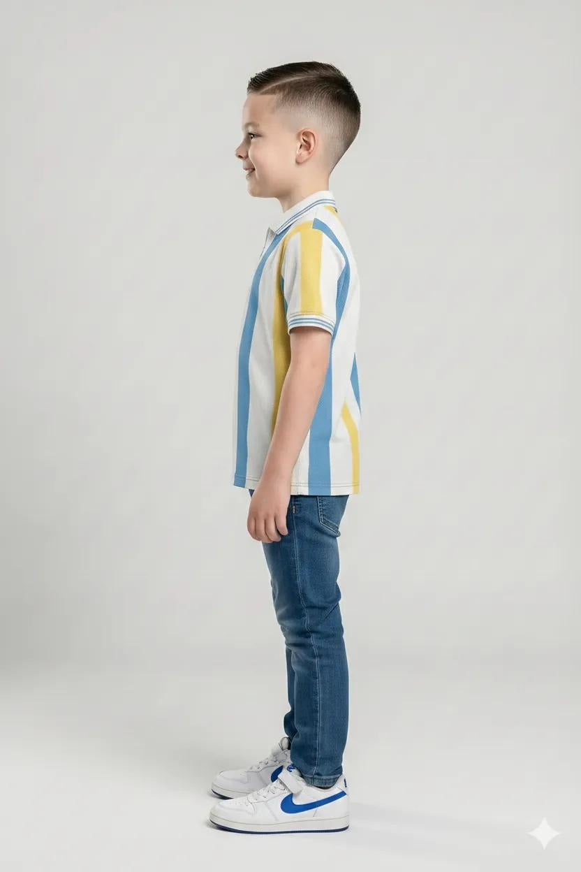 Boys Sky Colourblocked Polo Collar T-shirt