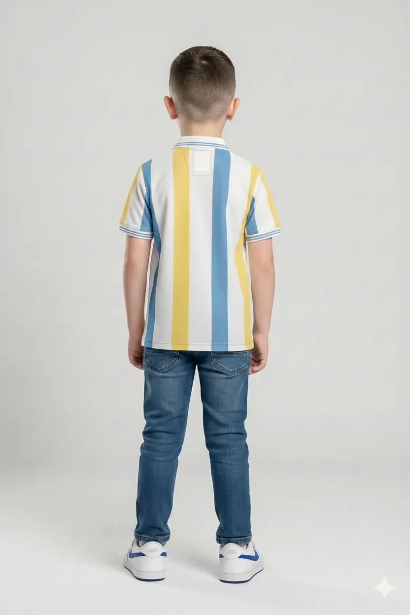 Boys Sky Colourblocked Polo Collar T-shirt