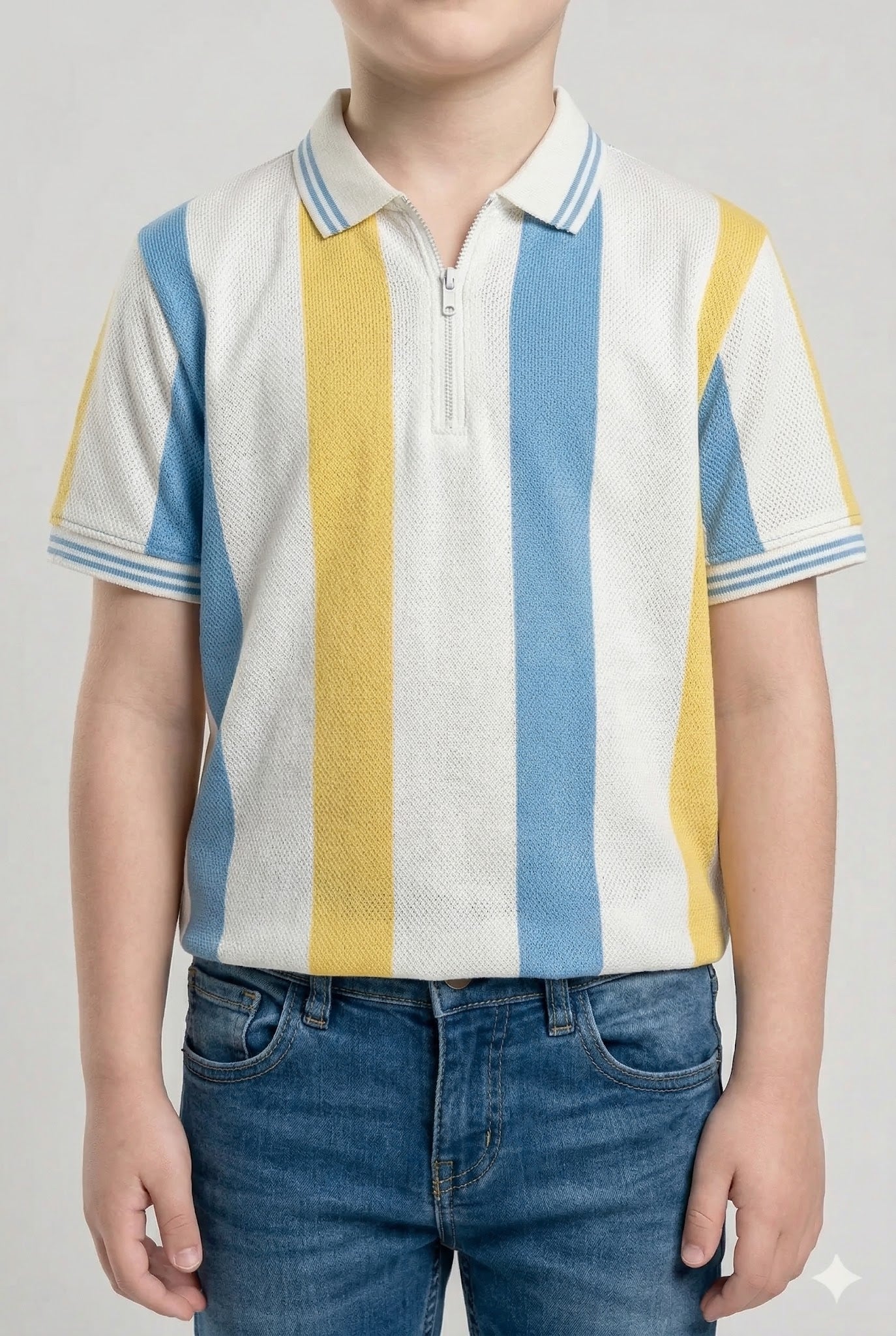 Boys Sky Colourblocked Polo Collar T-shirt