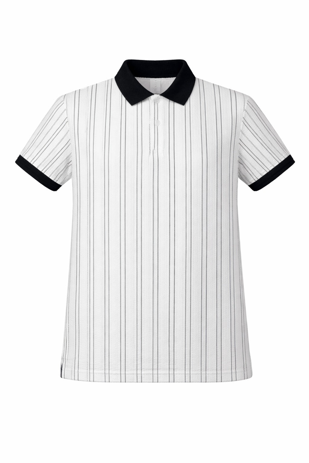 Boys Navy Striped Polo Collar T-shirt