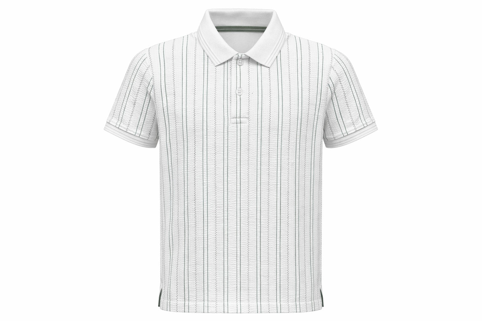 Boys Off White Striped Polo Collar T-shirt