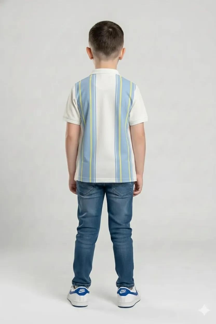 Boys Striped Polo Collar T-shirt