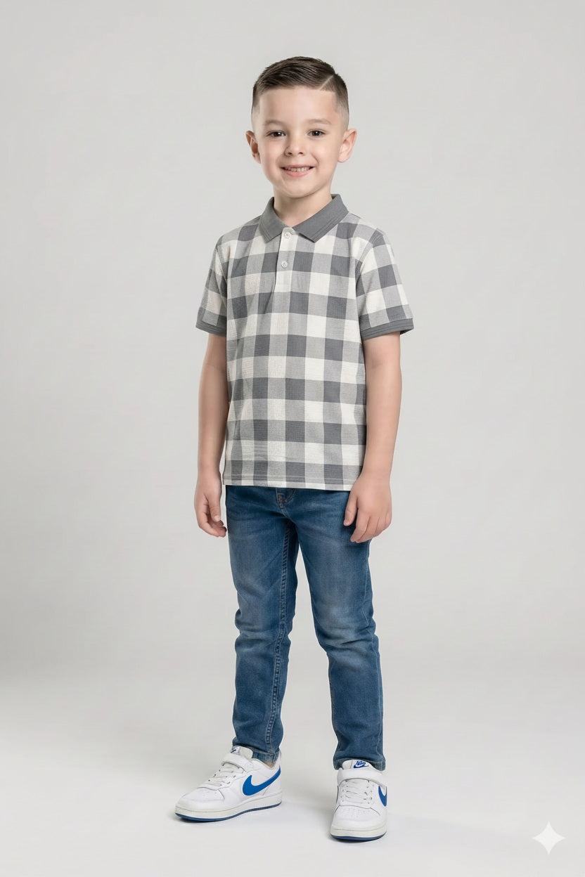 Boys Storm  Checked Polo Collar T-shirt