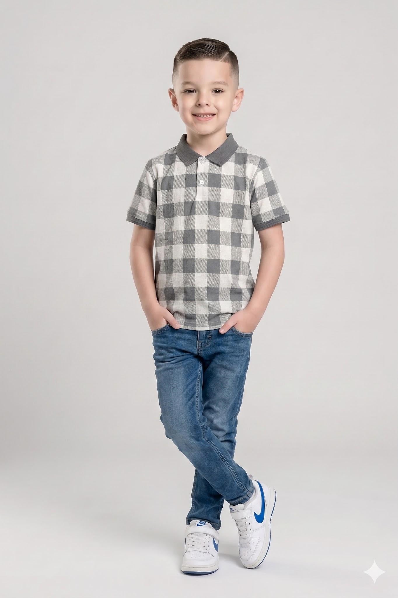 Boys Storm  Checked Polo Collar T-shirt