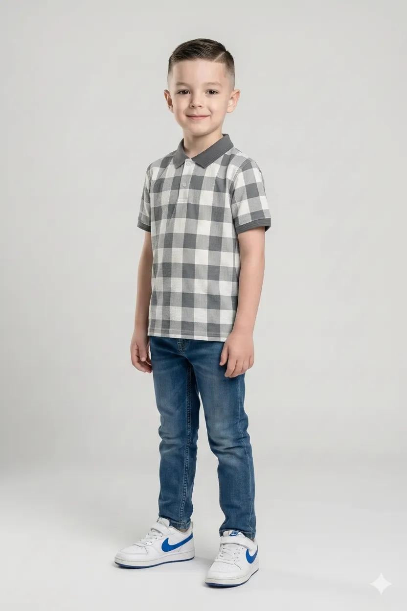 Boys Storm  Checked Polo Collar T-shirt