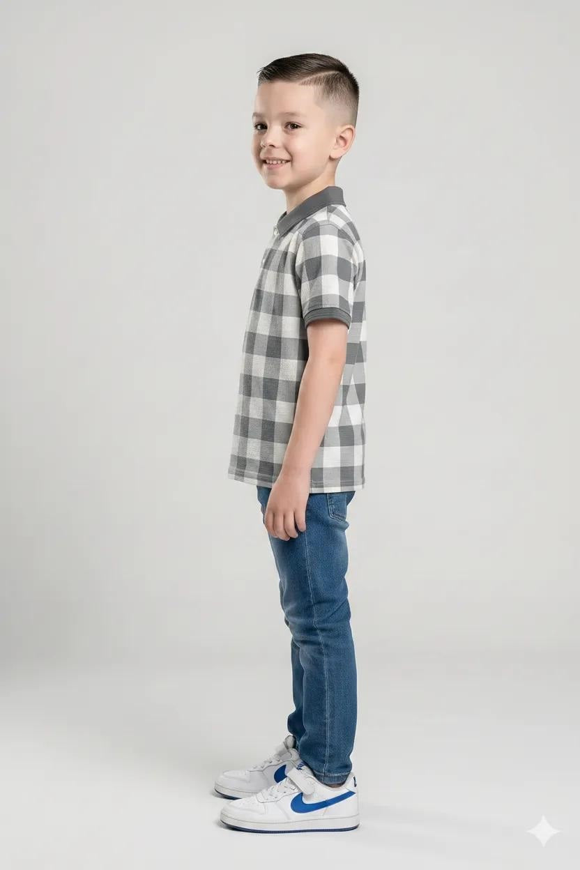 Boys Storm  Checked Polo Collar T-shirt