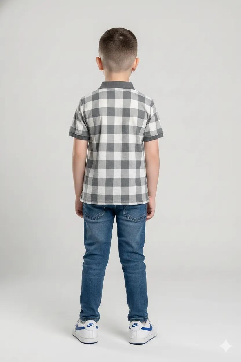 Boys Storm  Checked Polo Collar T-shirt