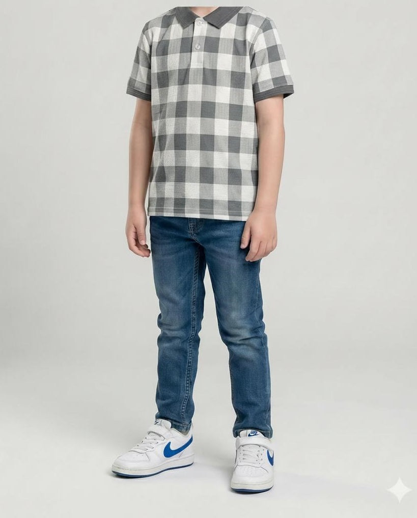 Boys Storm  Checked Polo Collar T-shirt