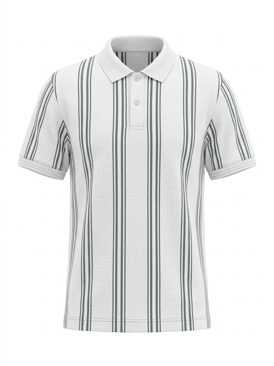 Boys Striped Polo Collar T-shirt
