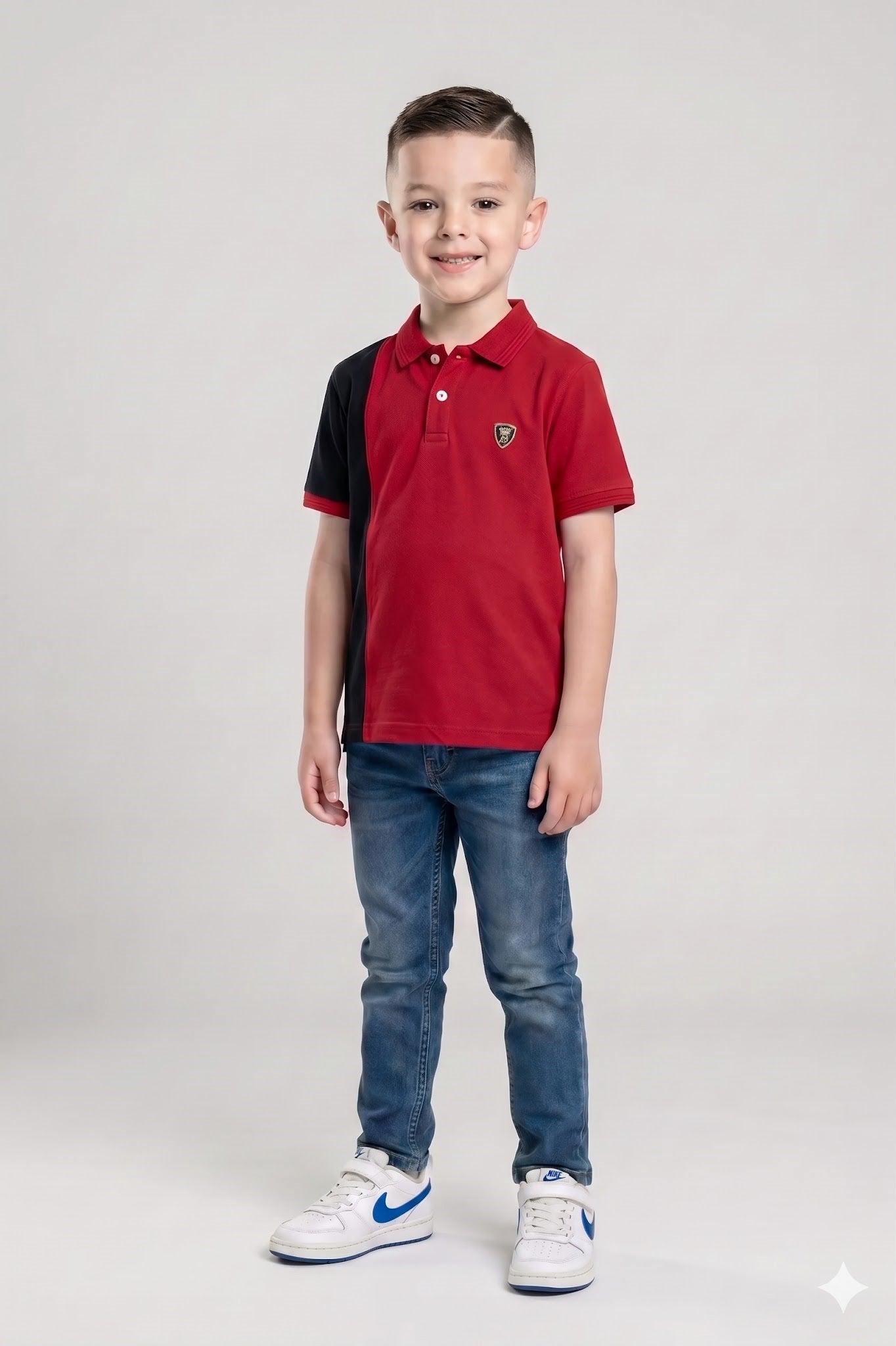 Boys Brick Colourblocked Polo Collar T-shirt