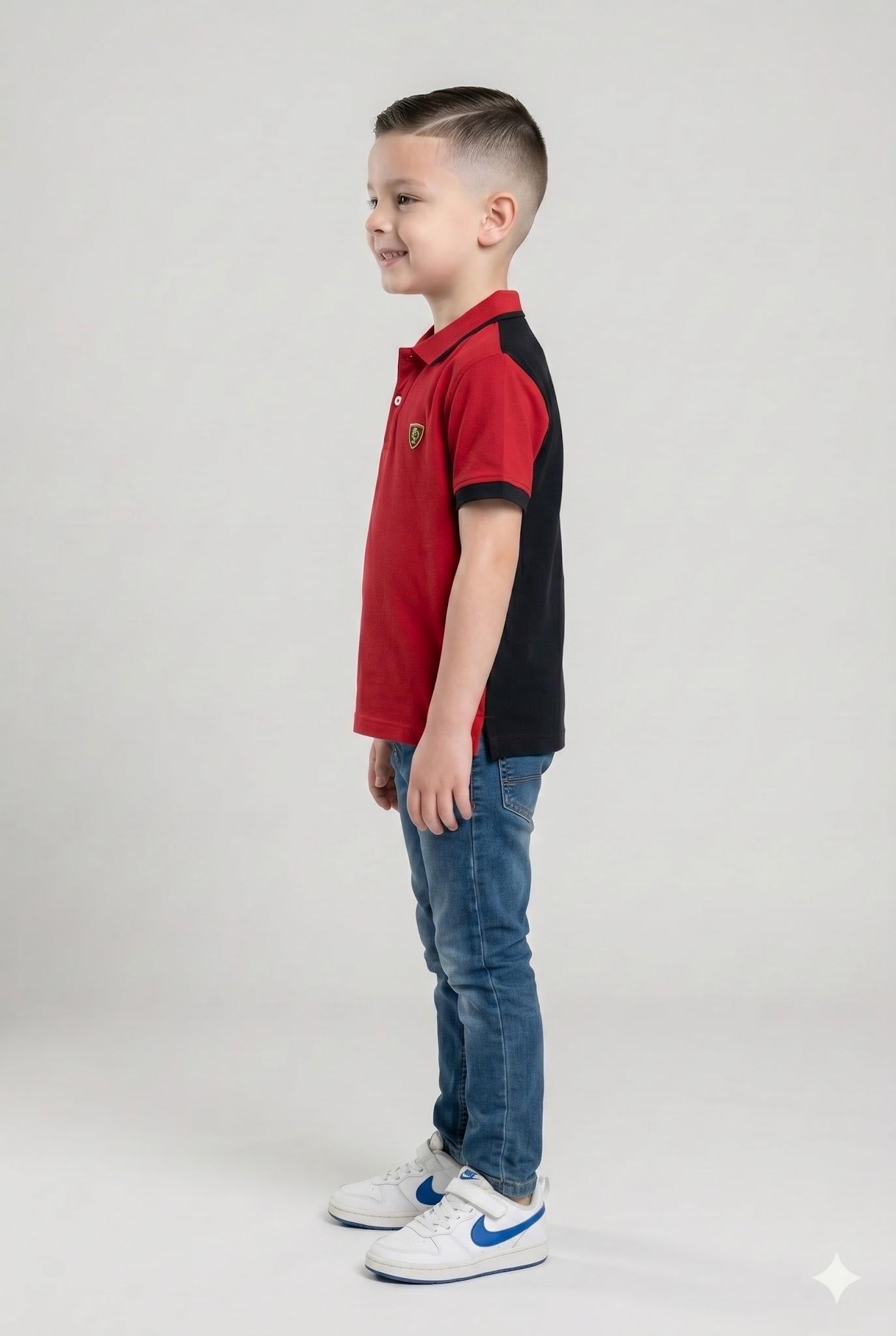 Boys Brick Colourblocked Polo Collar T-shirt