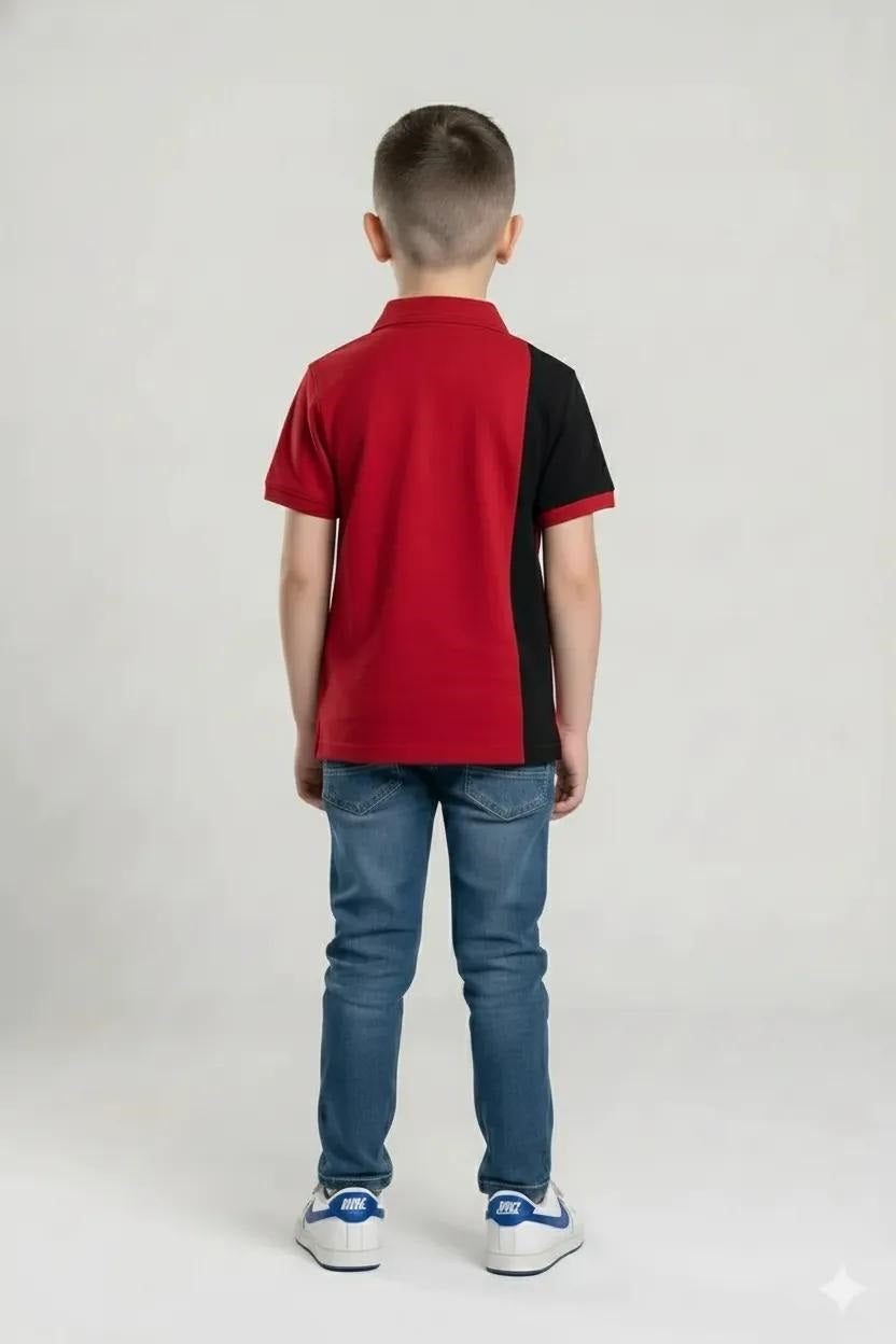 Boys Brick Colourblocked Polo Collar T-shirt