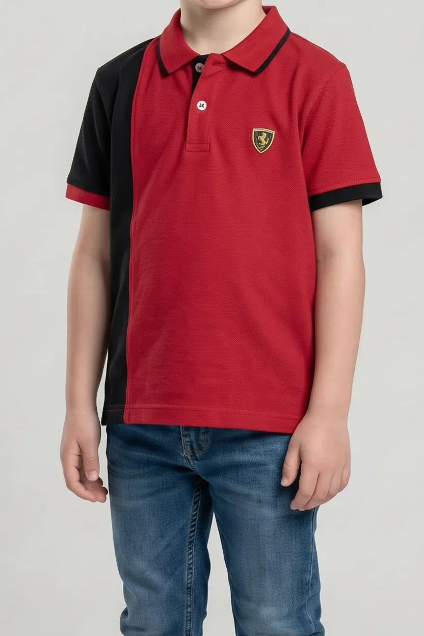 Boys Brick Colourblocked Polo Collar T-shirt