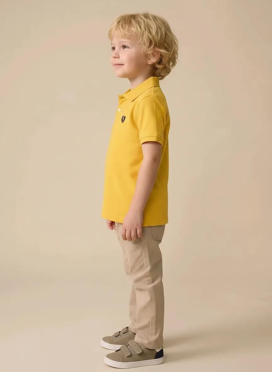 Boys Mustard Colourblocked Polo Collar T-shirt