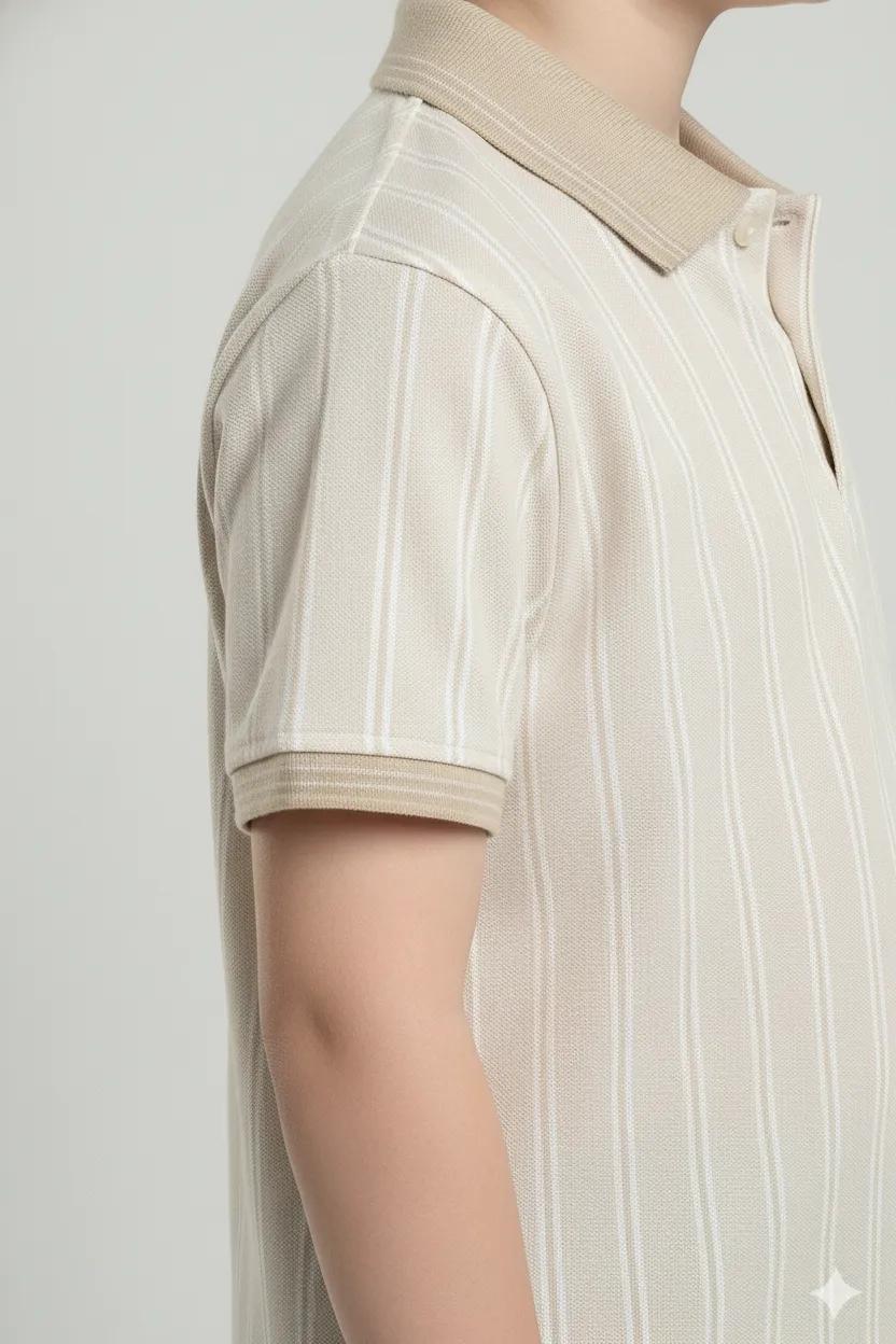 Boys Striped Polo Collar T-shirt