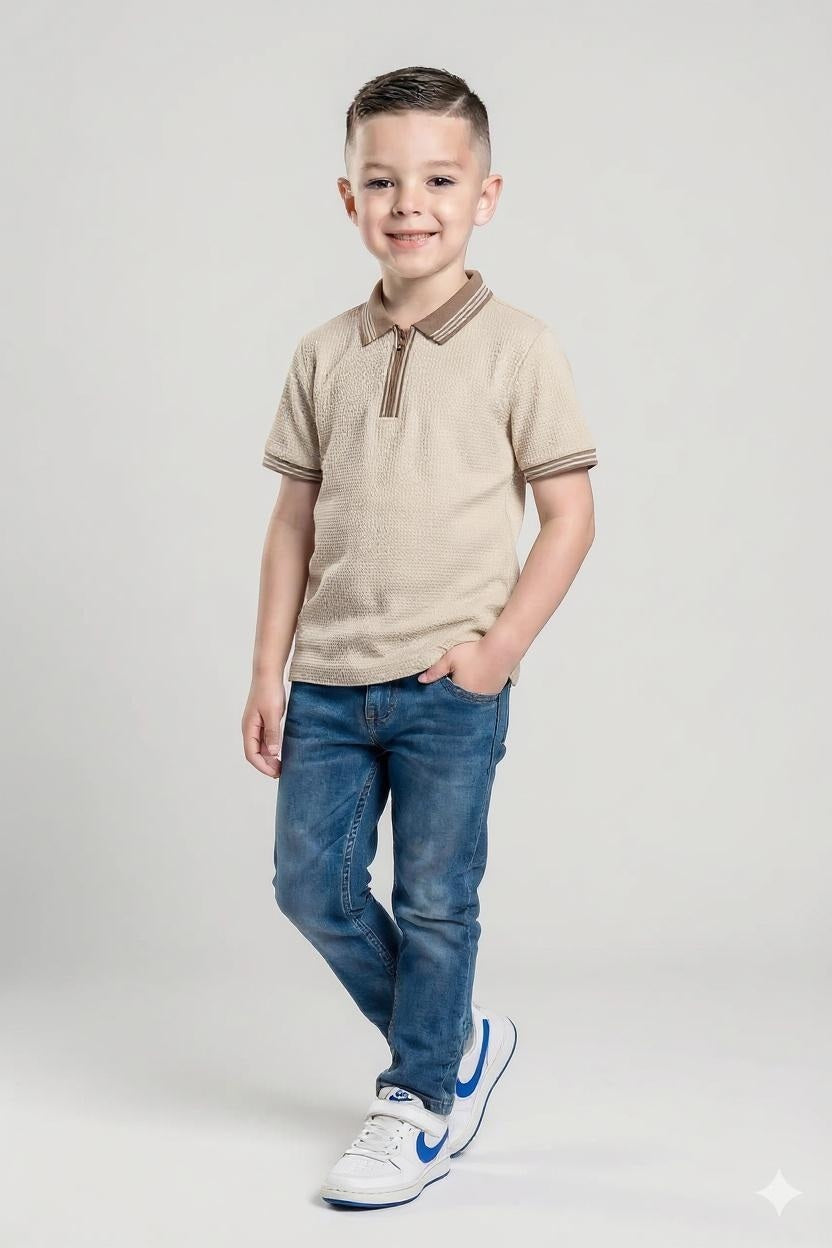 Boys Chalk Polo Collar T-shirt