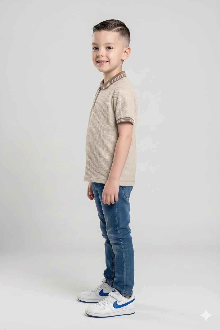 Boys Chalk Polo Collar T-shirt