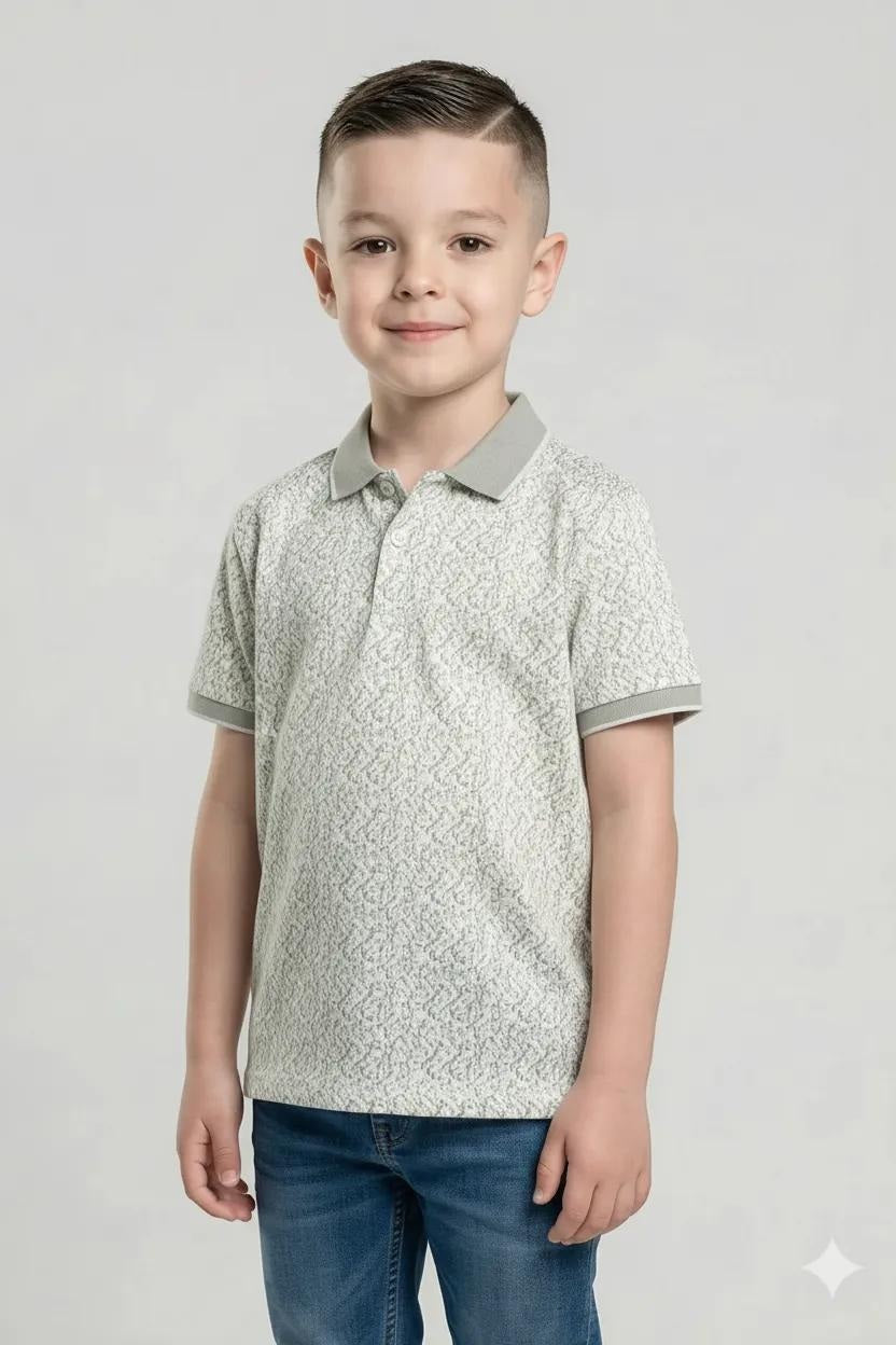Octave Boys Mist Printed Polo Collared Short Sleeves T-shirt