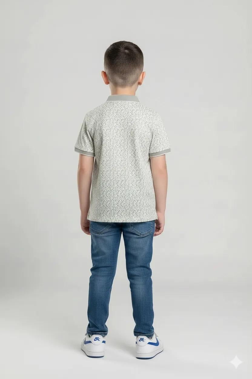 Octave Boys Mist Printed Polo Collared Short Sleeves T-shirt