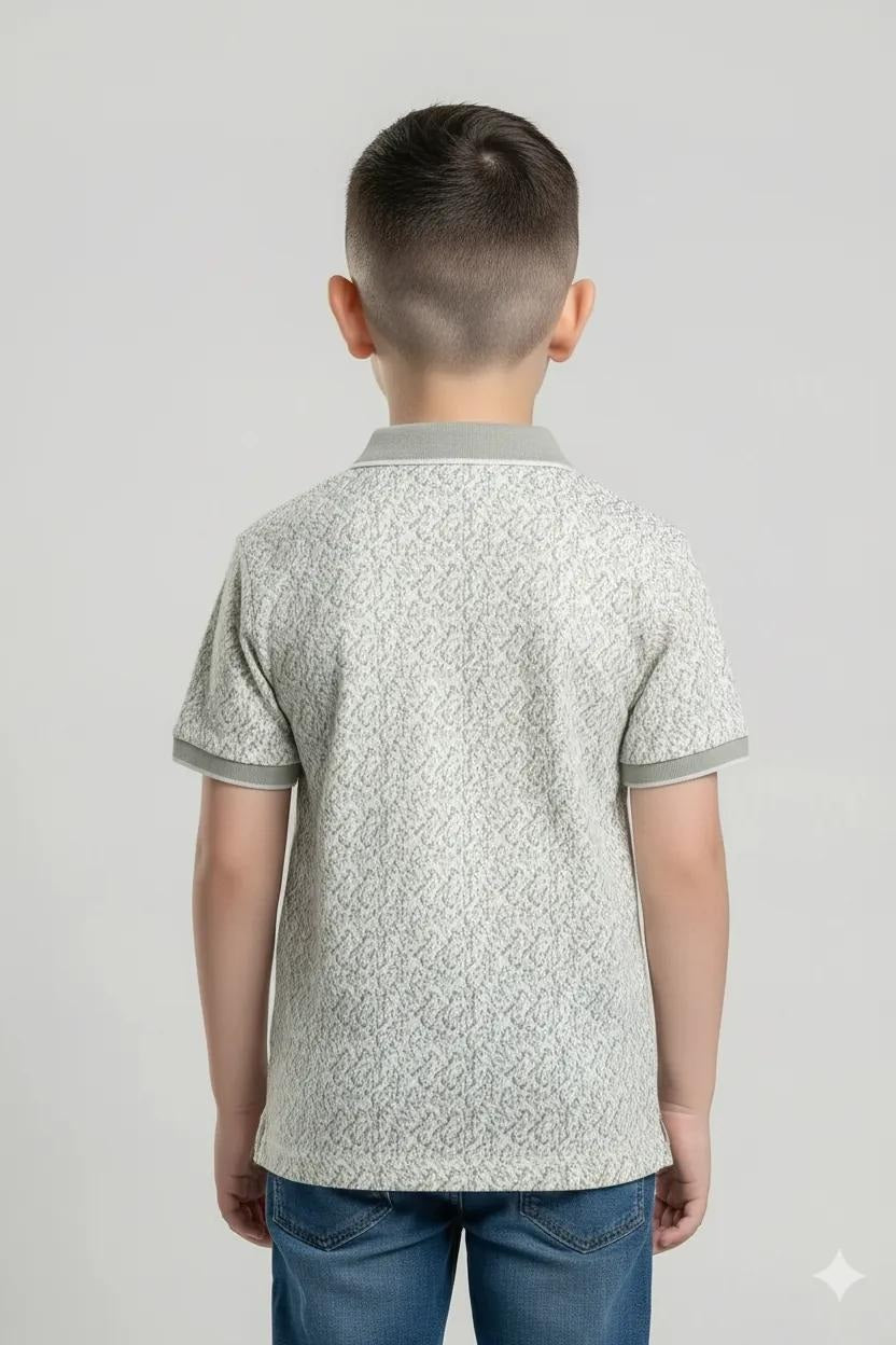 Octave Boys Mist Printed Polo Collared Short Sleeves T-shirt