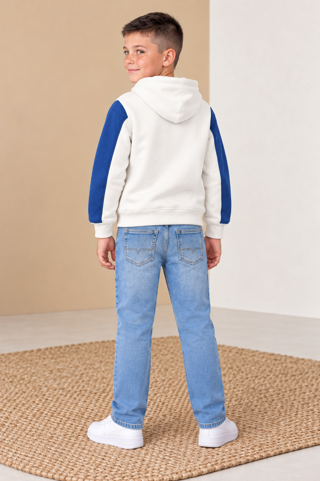 Junior Boy Sky Blue Straight Fit Jeans – Mid-Rise Washed Denim with Five Pockets