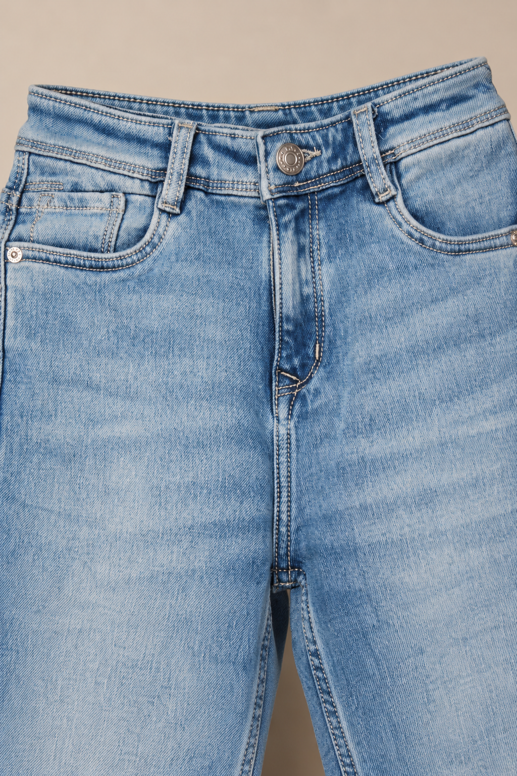 Junior Boy Sky Blue Straight Fit Jeans – Mid-Rise Washed Denim with Five Pockets