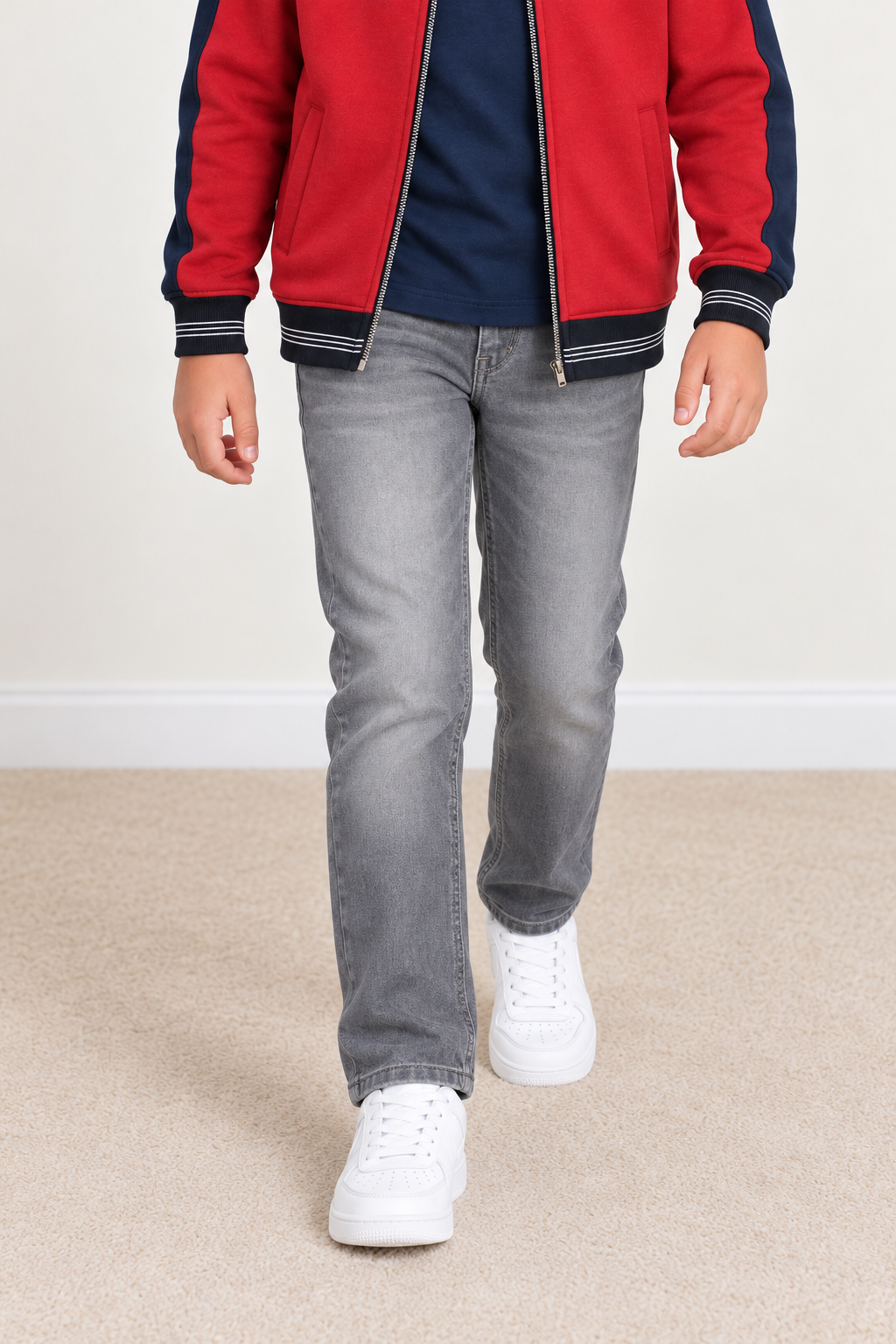 Junior Boys’ Smoke Grey Straight Fit Jeans with Five Pockets