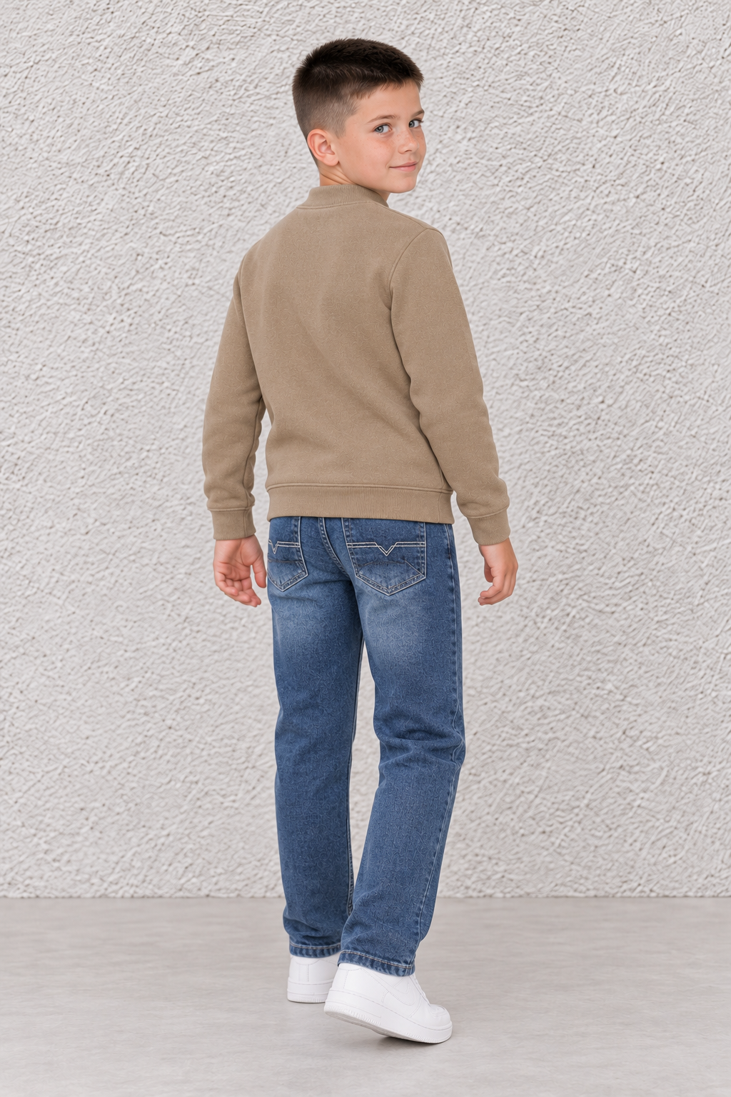 Junior Boys’ Dark Blue Straight Fit Jeans – Mid-Rise Washed Denim