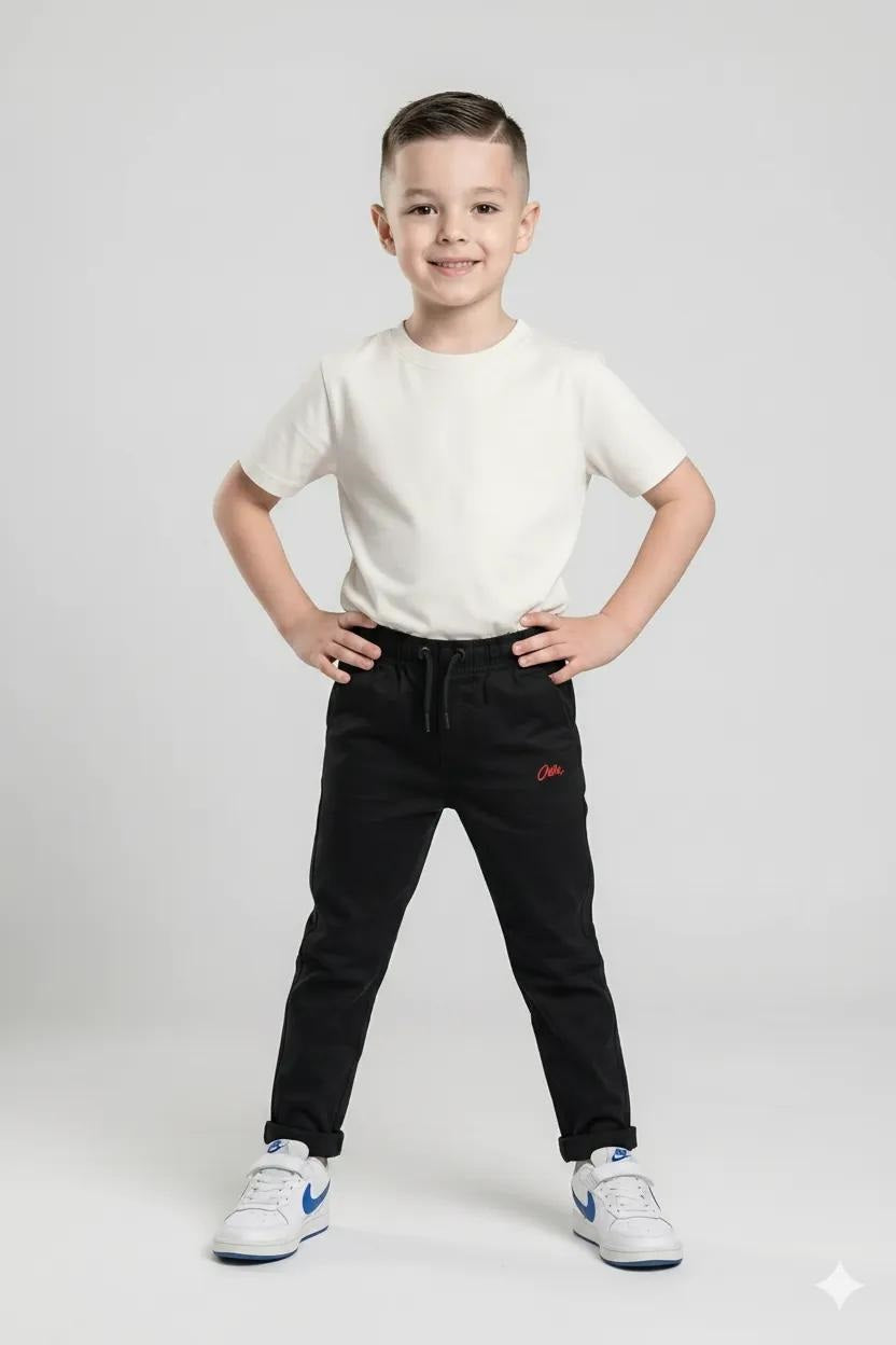 Boy Black Solid Track Pants