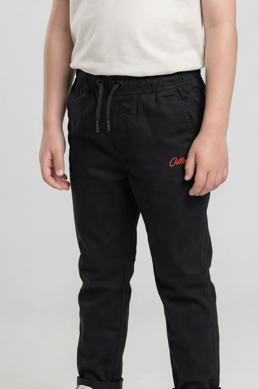 Boy Black Solid Track Pants