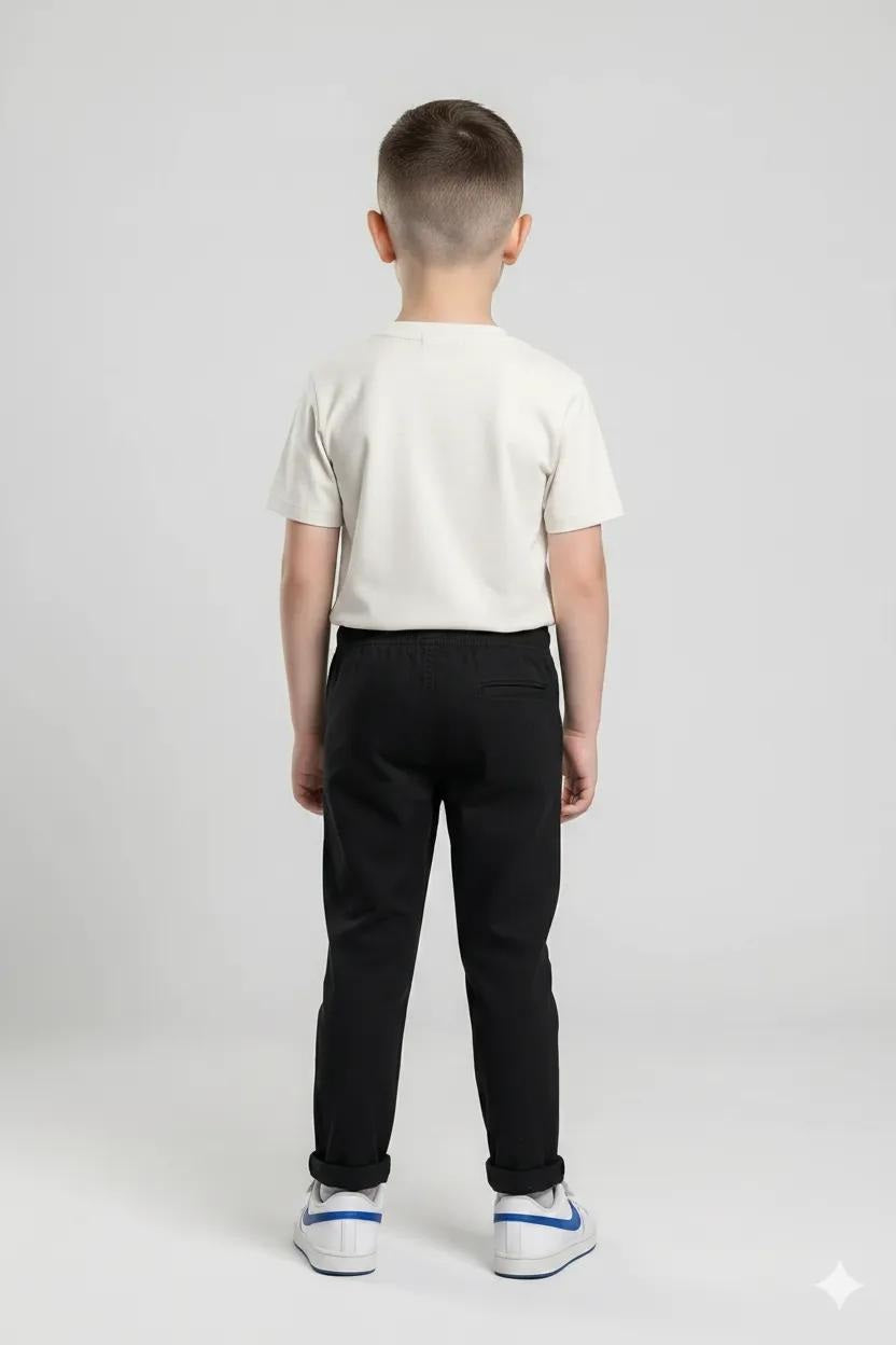 Boy Black Solid Track Pants