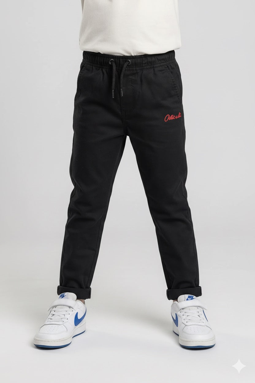 Boy Black Solid Track Pants