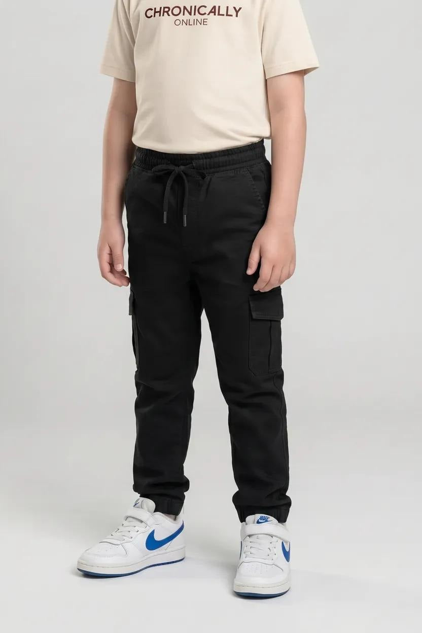Boy Black Solid Track Pants