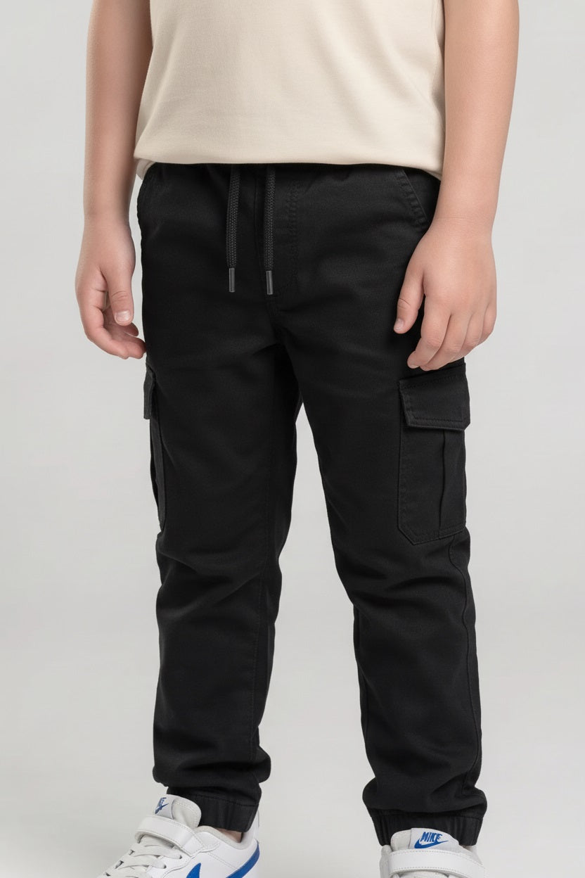 Boy Black Solid Track Pants