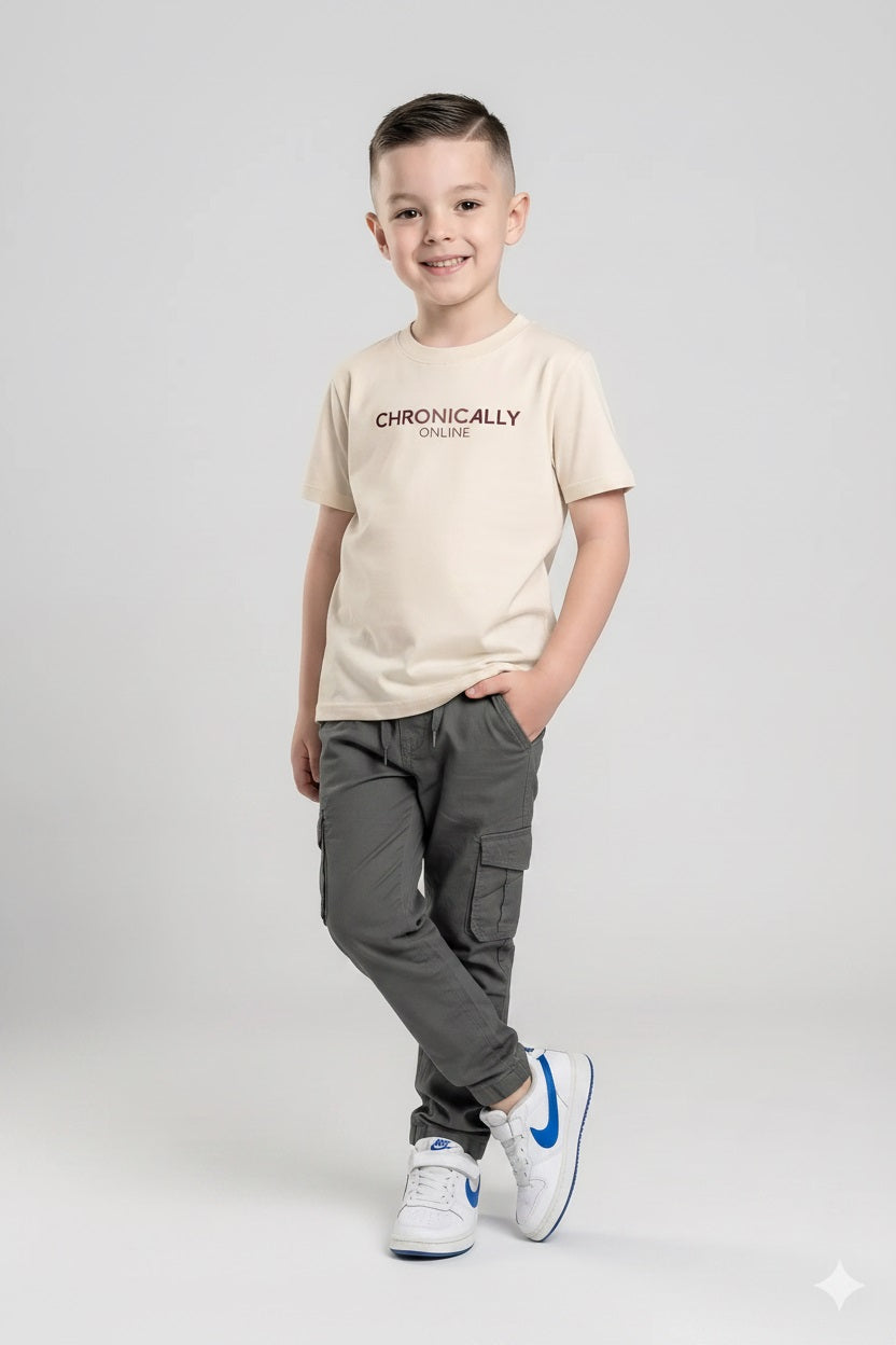 Boy Gun Metal Solid Track Pants