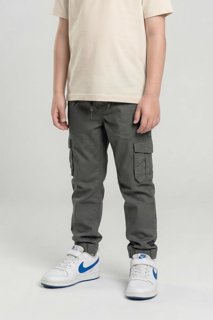 Boy Gun Metal Solid Track Pants
