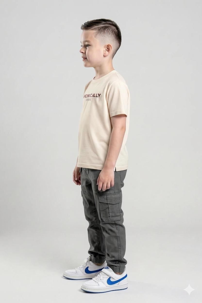 Boy Gun Metal Solid Track Pants