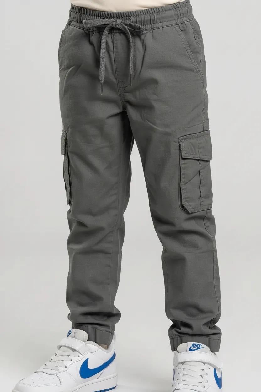 Boy Gun Metal Solid Track Pants