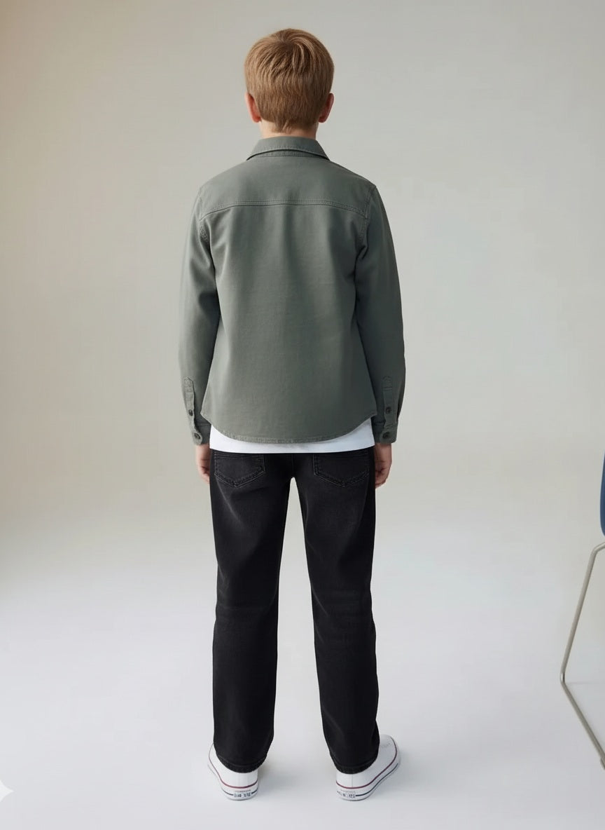 Boys Straight Fit Mid-Rise Mildly Distressed Light Fade Stretchable Jeans