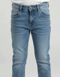 Boys Cloud Straight Fit Mid-Rise Mildly Distressed Light Fade Stretchable Jeans