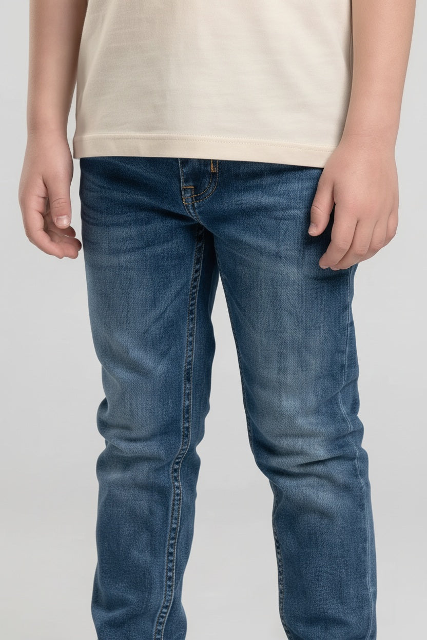 Boy Dark Blue Solid Jeans
