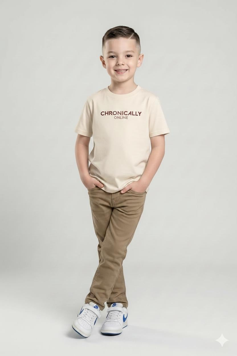 Boy Beige  Solid Jeans