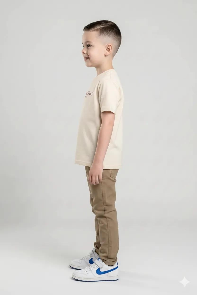 Boy Beige  Solid Jeans