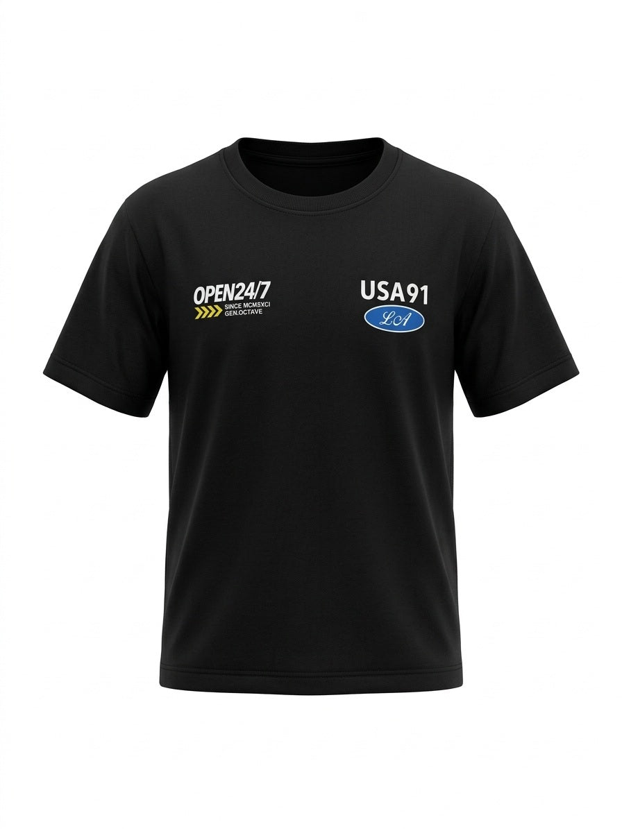 Boys Black Printed T-shirt