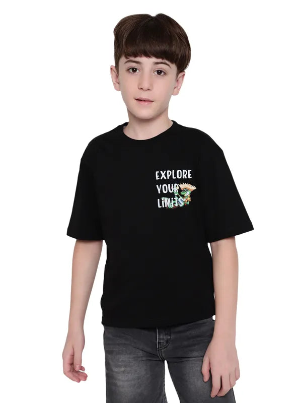 Octave Boys Typography Printed Round Neck Cotton T-Shirt